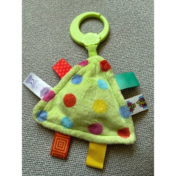 Taggies Baby Squeaker Triangle Clip Toy Seat Stroll Lovey Security Plush Blanket - Picture 1 of 2
